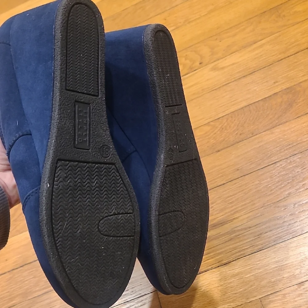 Navy Wedge Ankle Boots Size 8 1/2